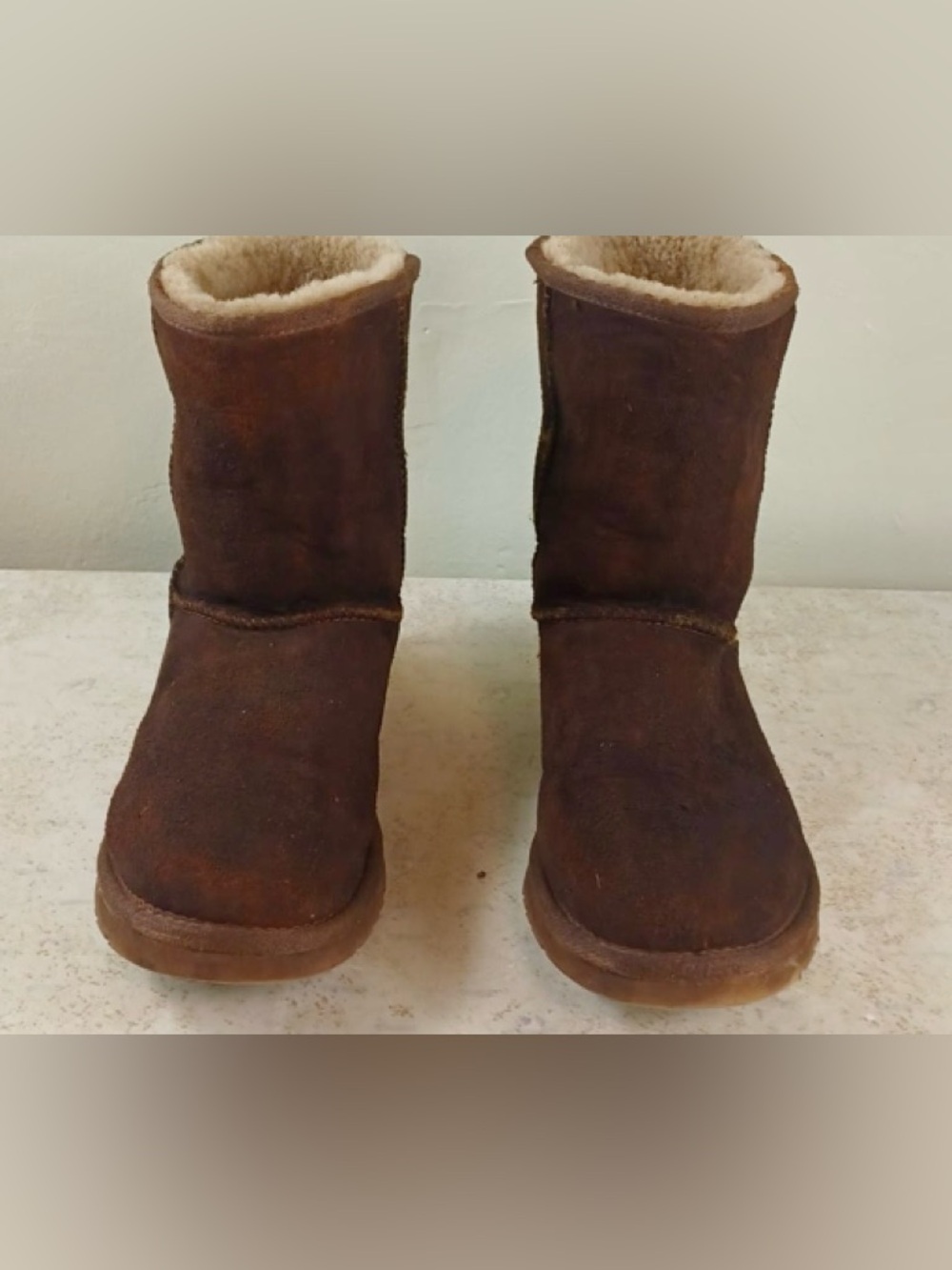 UGG Brown Suede Short Shearling Boot
